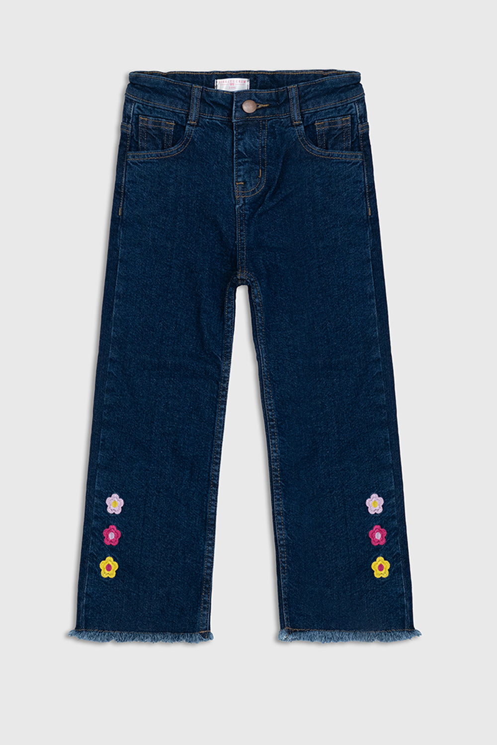 Straight-leg floral embroidered jeans