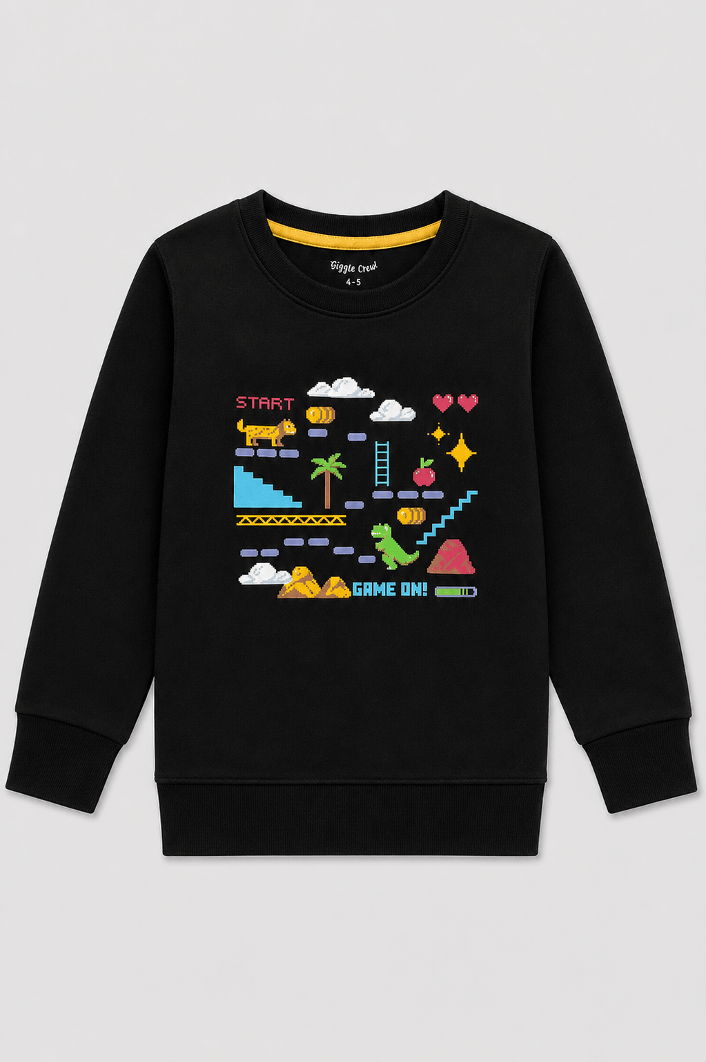 Boys black Game On printed Sweatshirt - Giggles Crew