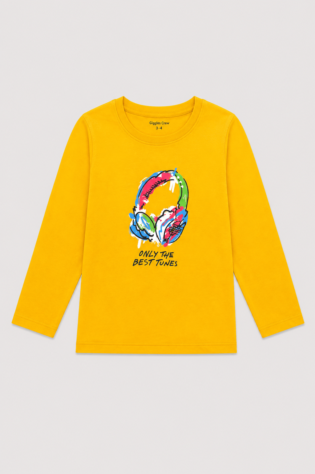 Boys' Mustard Best Tunes Graphic Full Sleeve T-Shirt - Giggles Crew