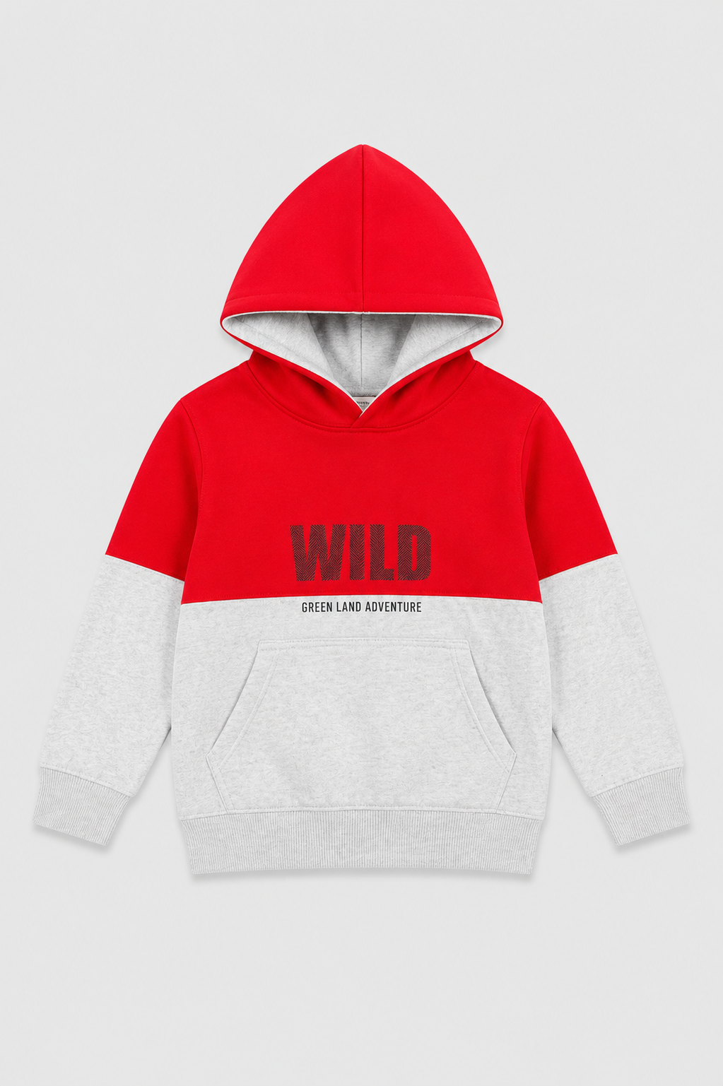 Boys Wild Adventure Red Color-Block Hoodie