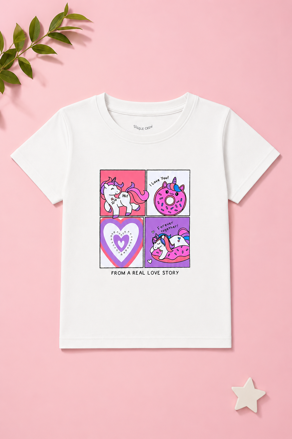 Girls Unicorn Love Story Graphic Tee shirt
