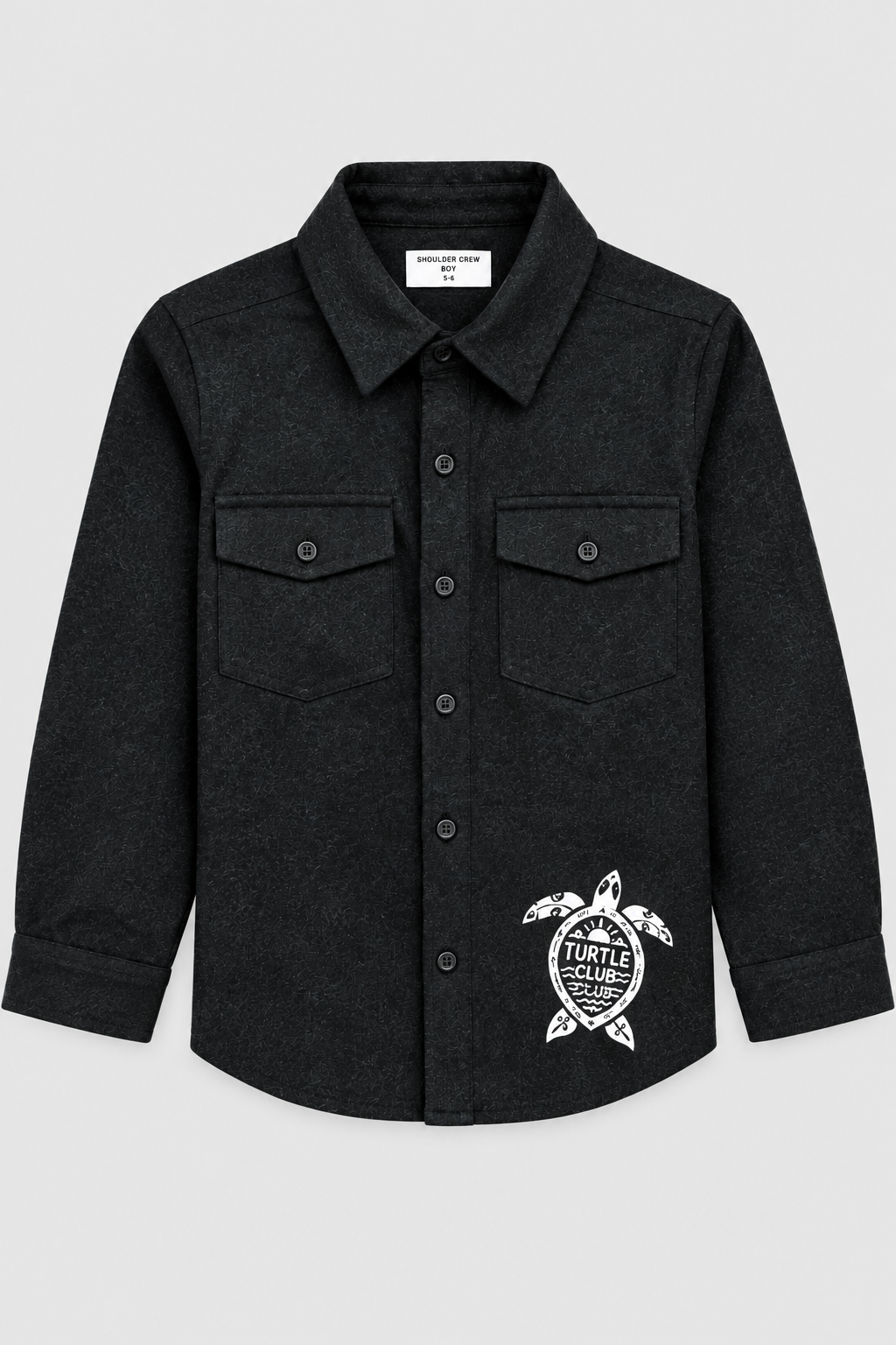 Boys turtle club black wool shirt