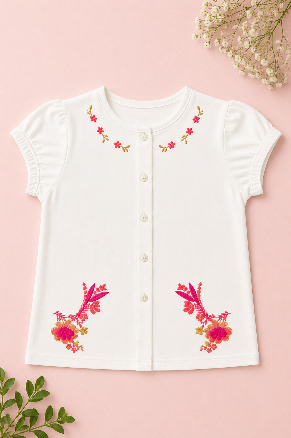 Girl's Blossom Breeze Printed Girls Co-ord Set
