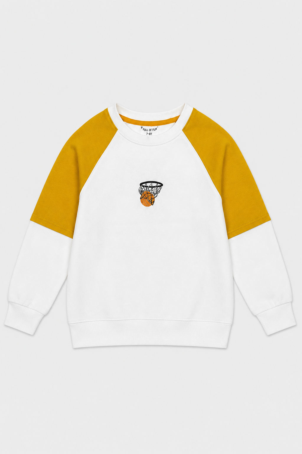 Boys Mustard & White Basketball Raglan Sweatshirt