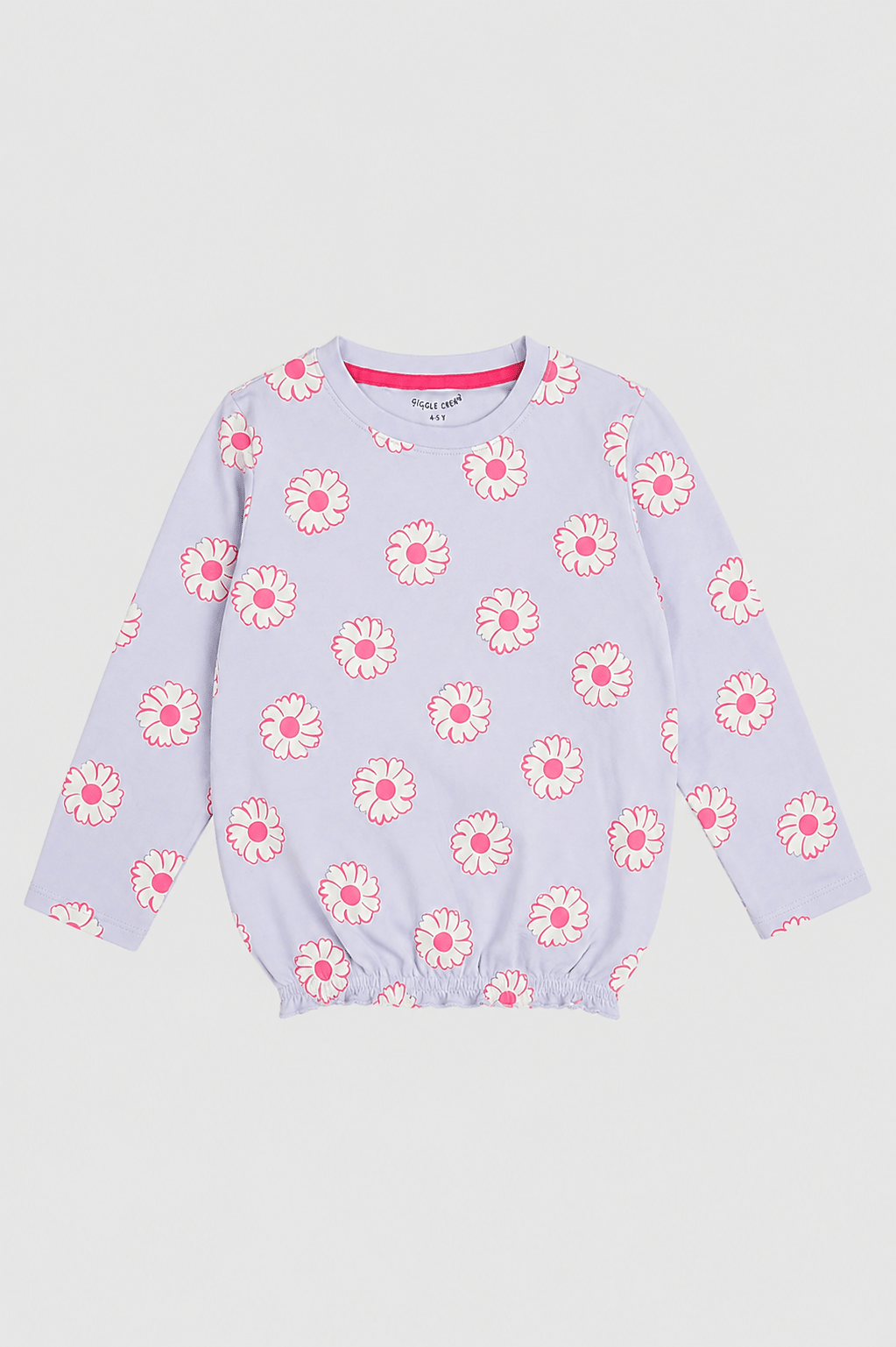 Girls Lavender Daisy Print full sleeve shirt - Giggles Crew