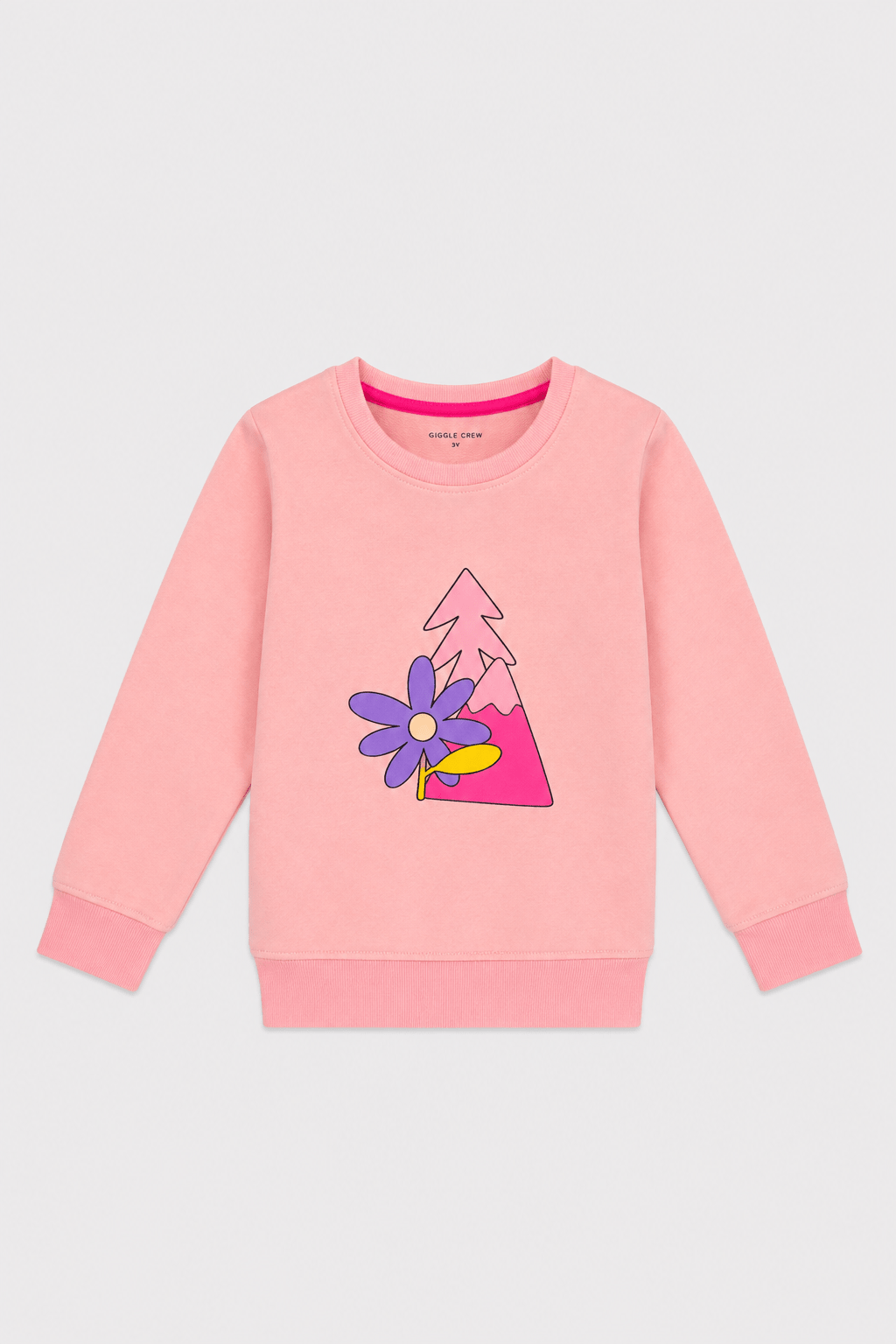 Girls Pink Floral Mountain Sweatshirt - Giggles Crew