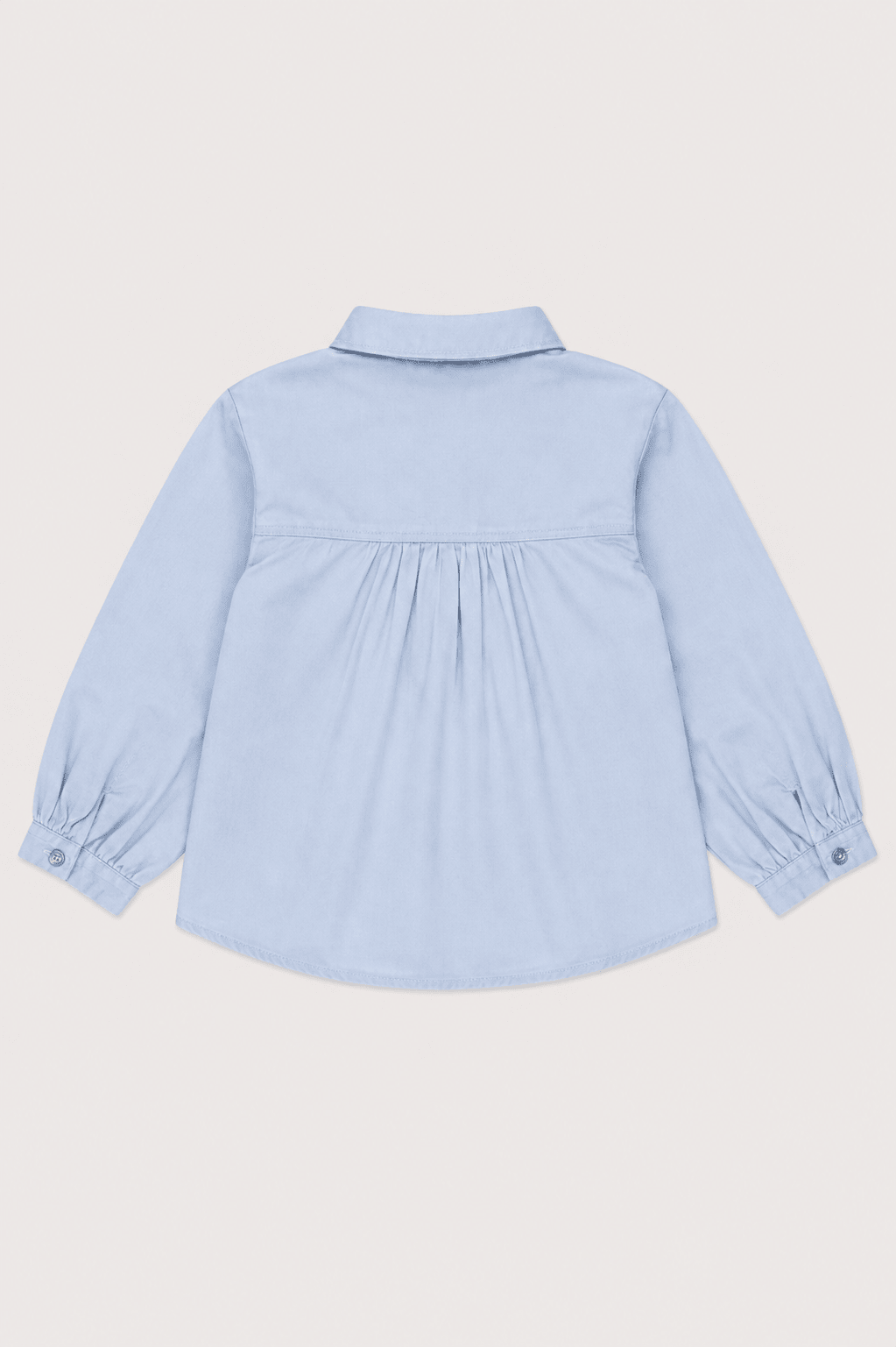 Girls sky blue Puff Sleeve Shirt - Giggles Crew