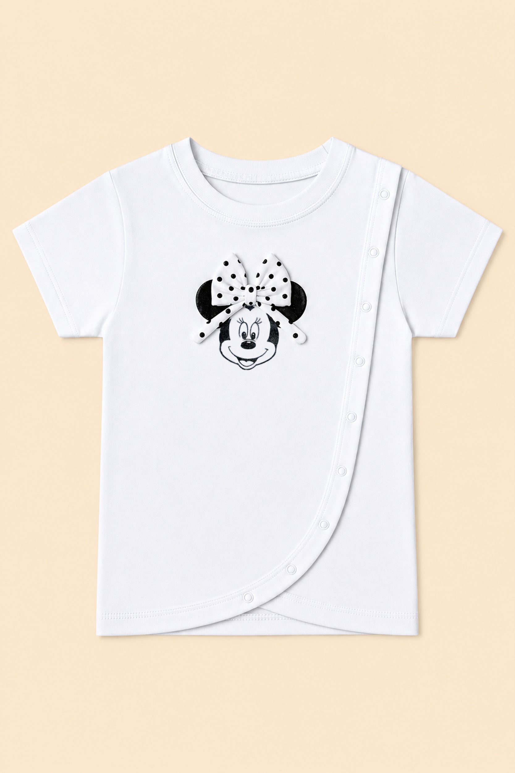 Girls White Bow Charm Wrap T-Shirt - Giggles Crew