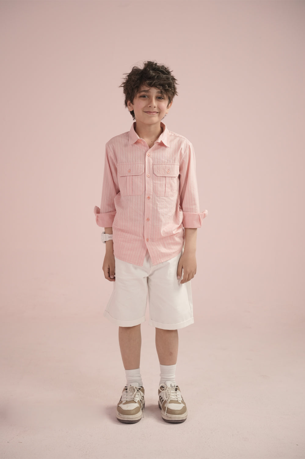 Boys Soft Peach Casual Shirt